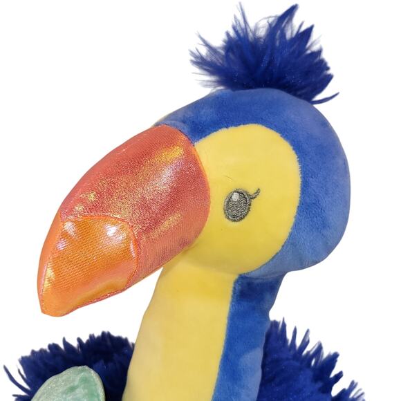 Blue Flamingo with Green Heart Plush Bird Stuffed Animal 12" Plushy Stuffy Soft - Picture 5 of 12